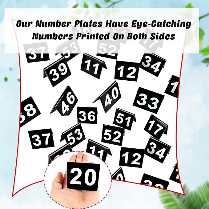 60 Pcs Black Acrylic Table Numbers 1-60 Double Sided Restaurant Table Order - Image 3