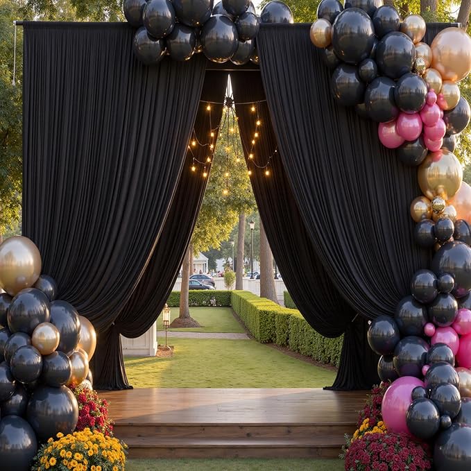 10x12ft Wrinkle Free Black Backdrop Curtain - Image 5