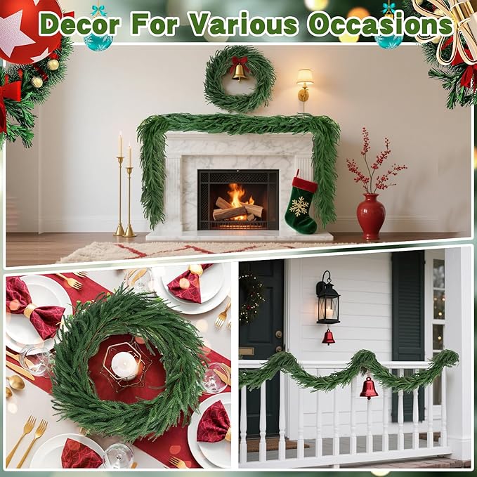 12 FT Norfolk Pine Garland Artificial, Realistic Christmas Greenery - Image 6