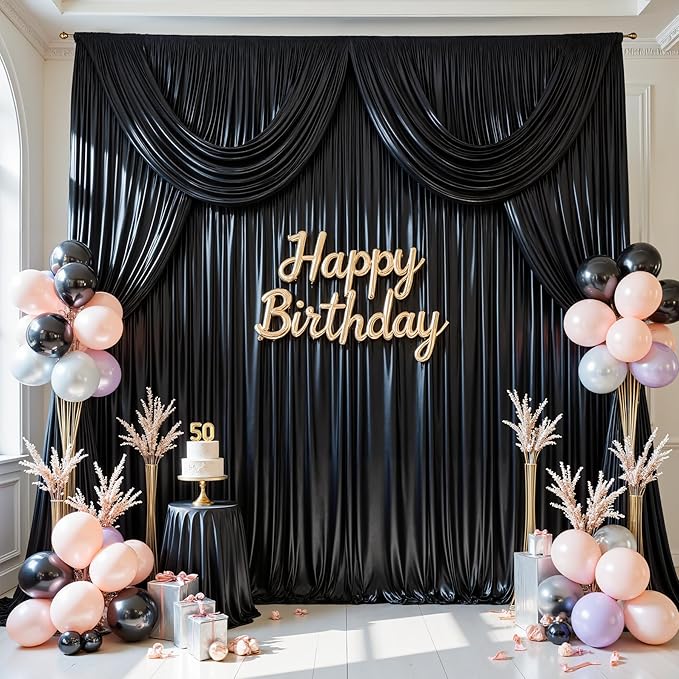 10x10 ft Black Glitter Backdrop Curtain - Image 8