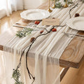 6pcs Ivory Gauze Rustic Cheesecloth Table Runner 120 Inch 10 FT by KEKETOARRANGE