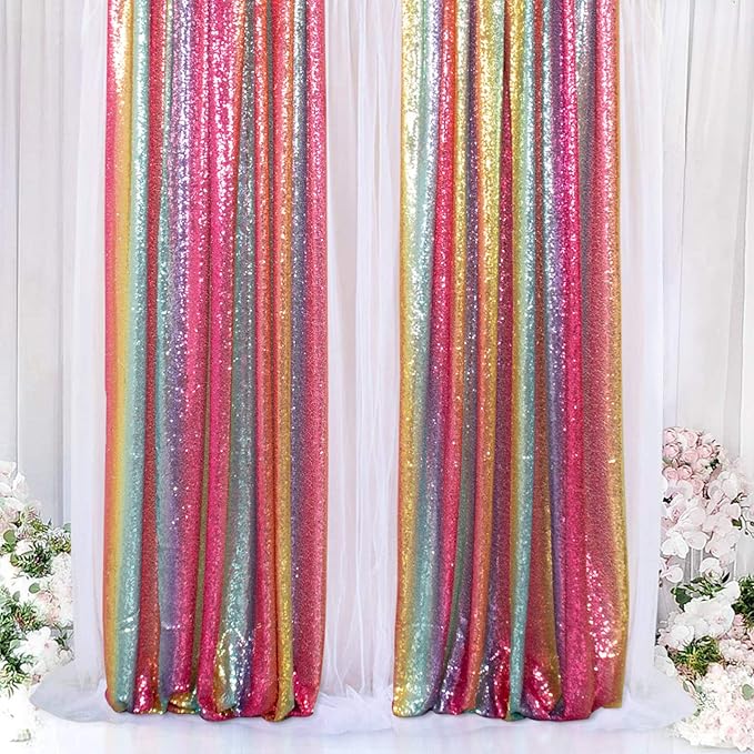 ShiDianYi Sequin Backdrop Rainbow 2 Panels 4FTx6FT Backdrops - Image 3