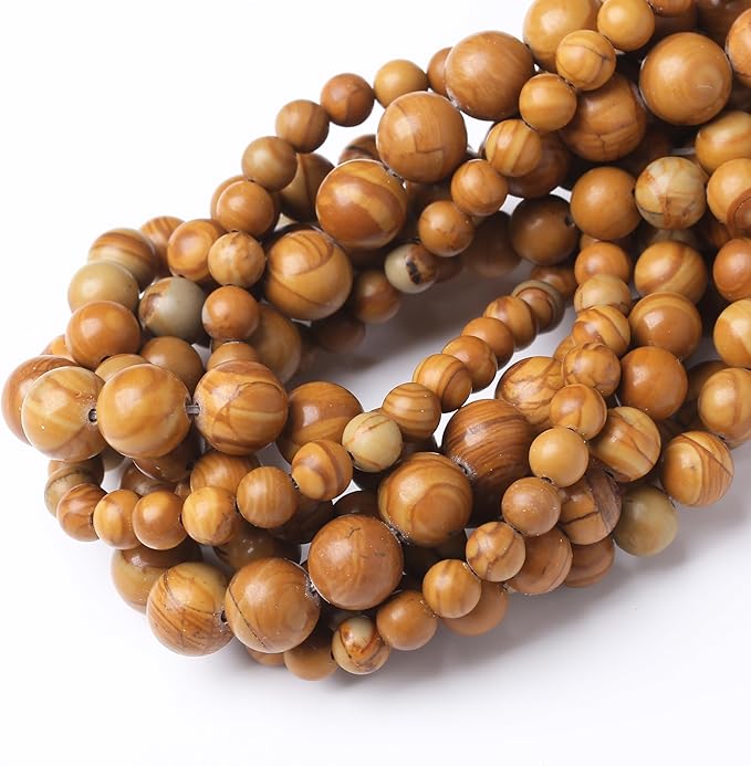 Yellow Woodgrain 4mm Stone Beads - Image 5
