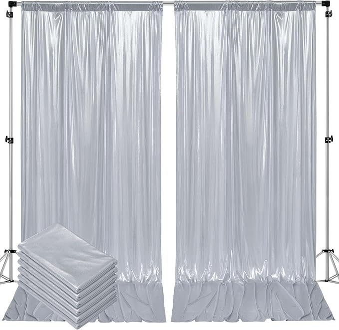 Outpain Thick 30 ft x 10 ft Silver Sequin Backdrop Curtain by Outpain