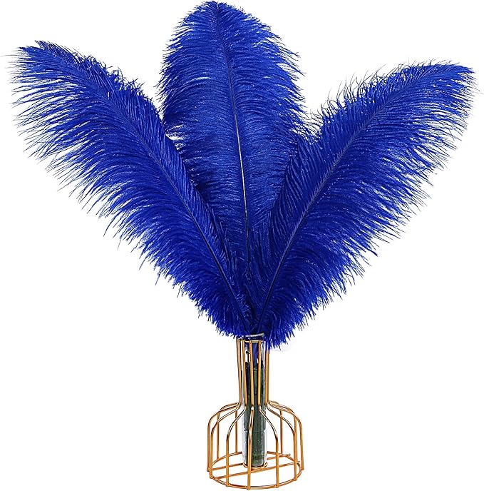 THARAHT Blue Ostrich Feathers 12pcs Large Natural Bulk 14-16Inch 35cm-40cm by THARAHT