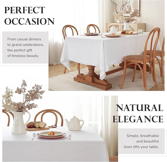 100% Pure Linen Tablecloths 60x90Inches, Rectangle Table Cloth - Image 5