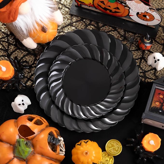U-QE 60 Pcs Black Plastic Plates - Image 2
