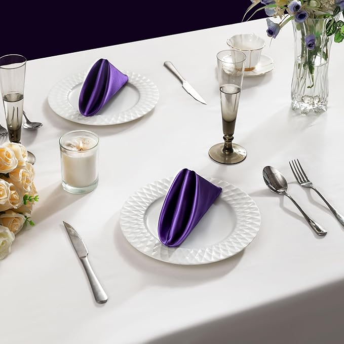 36 Pack Square Satin Dinner Napkins, 16x16 Inches Silky Soft Smooth Table Cloth - Image 3