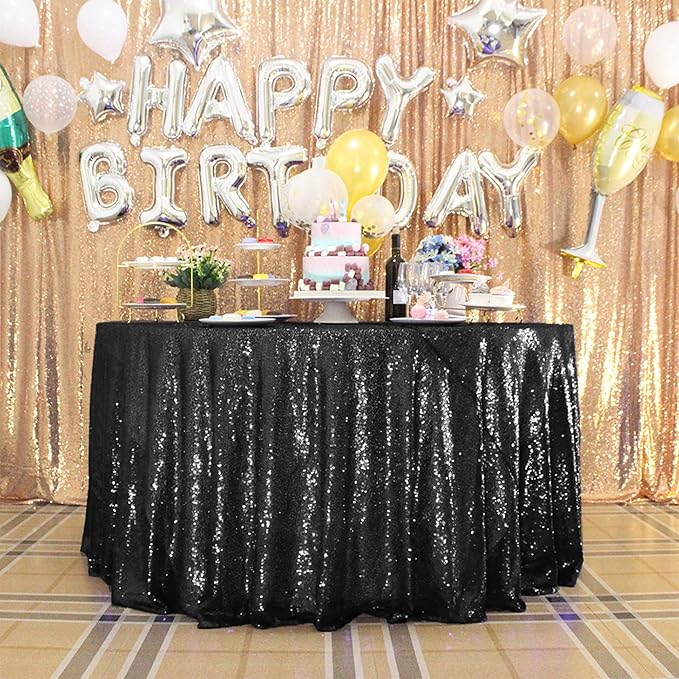 JYFLZQ Black Sequin Tablecloth by JYFLZQ