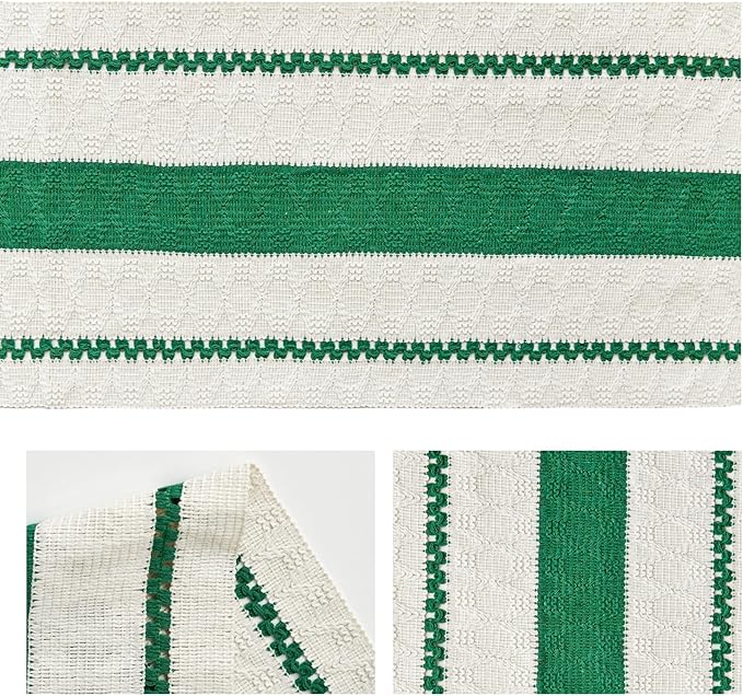 Artoid Mode Dark Green Farmhouse Woven Rustic Table Runner, Seasonal Holiday - Image 6