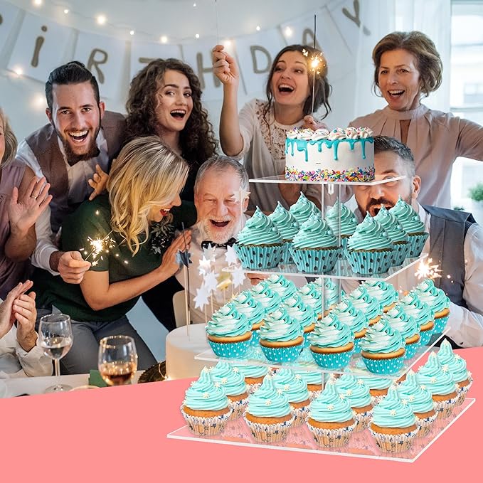 YestBuy 4 Tier Acrylic Cupcake Stand, Premium Cupcake Holder, Acrylic Cupcake - Image 5
