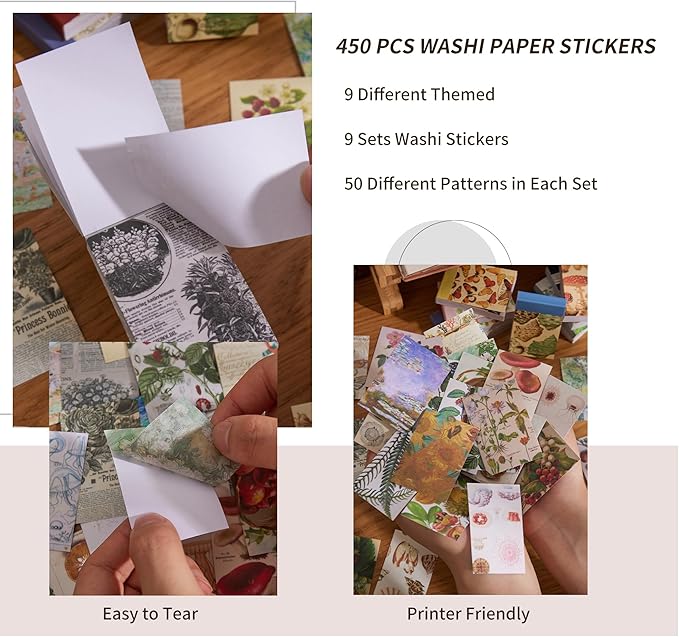 9 Sets 450 Sheets Washi Stickers - Image 5