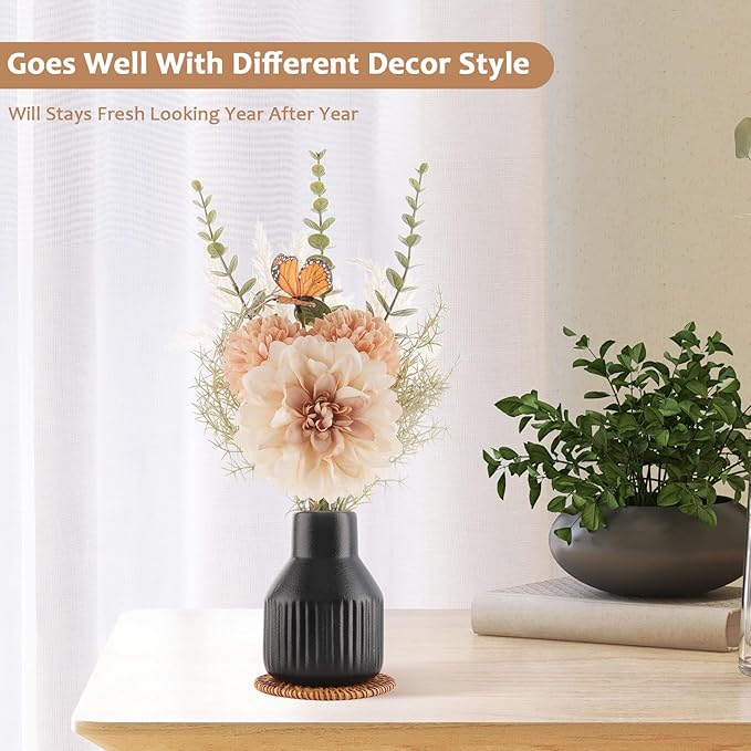 Small Fake Flowers in Vase 14" Centerpiece Table Decorations Silk Flowers - Image 3