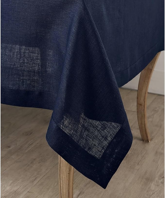 Solino Home Navy Blue Tablecloth 60 x 108 Inch - Image 4