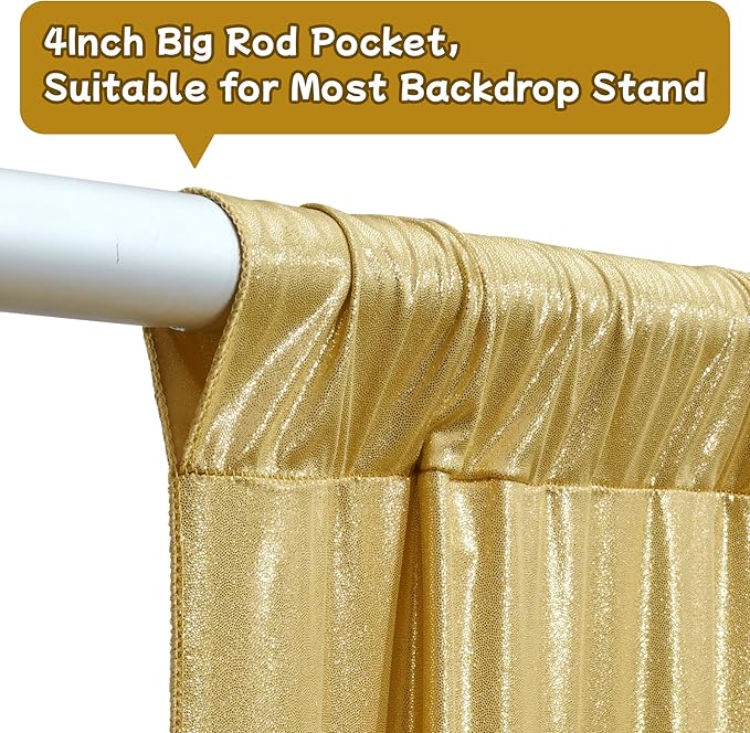 10ftx10ft Thick Gold Glitter Backdrop Curtain Panels - Image 8