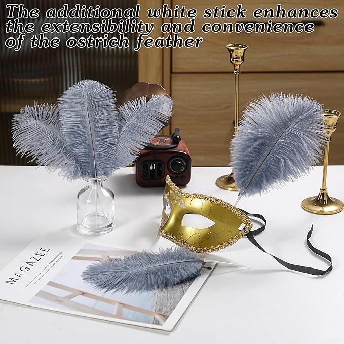 SOGUGOM Grey Craft Ostrich Feathers - Image 5