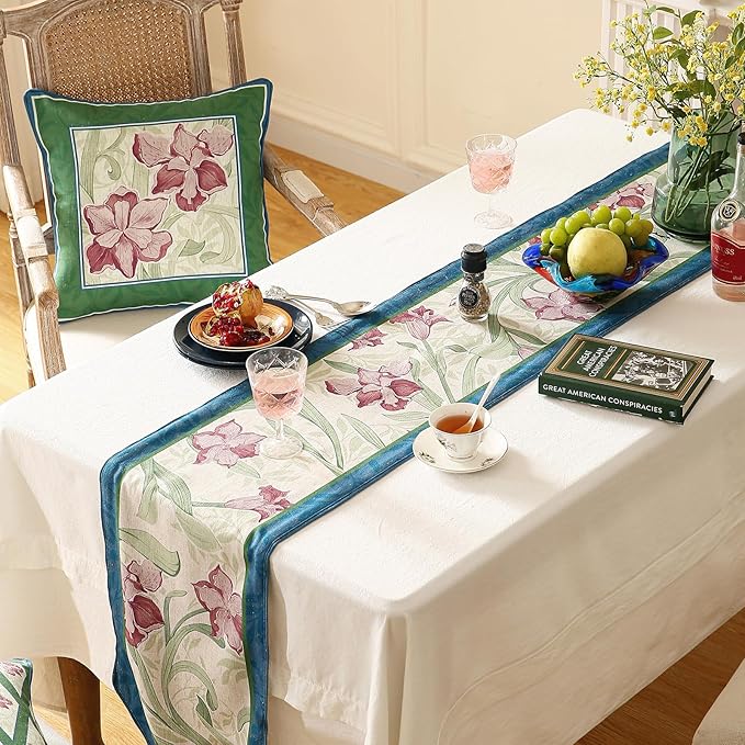 patdrea Designer Elegant Bright Linen Extra Long Table Runner 118 Inch Long - Image 5