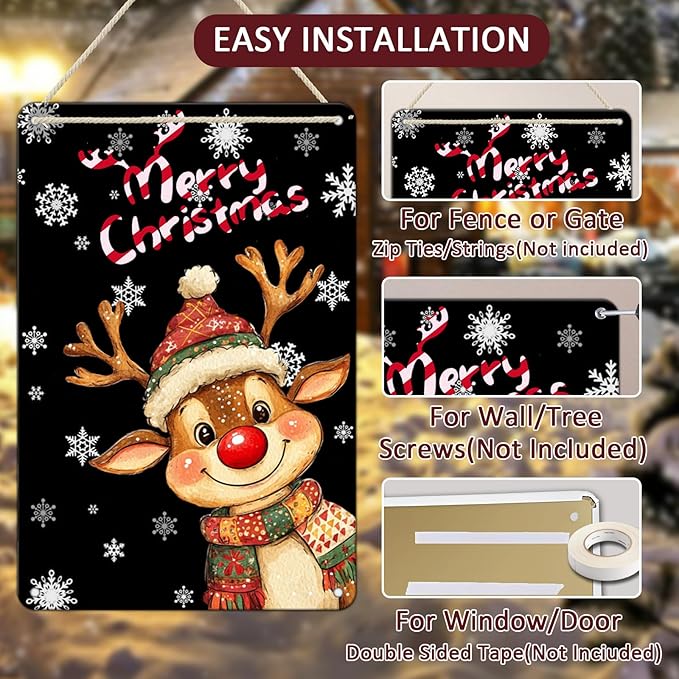 Christmas Reindeer Metal Tin Sign - Image 3