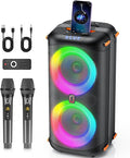Karaoke Machine with 2 Wireless Microphones, Portable Bluetooth 5.3 Karaoke by JYX