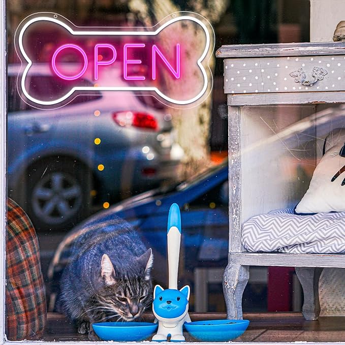 Led Neon Open Sign For Business, Dog Bone Neon Sign Art Pet Shop, Welcome Sign - Image 4
