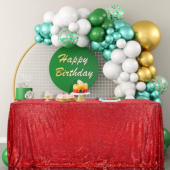 SquarePie Sequin Tablecloth 90 x 156 Inch Red Sparkly Table Linen by SquarePie