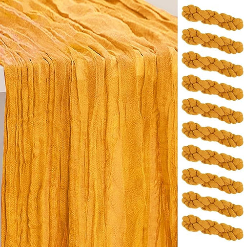 10 Pack Gold Cheesecloth Table Runner 35x120 Inch 10Ft Rustic Gauze Cheese by SuBleer