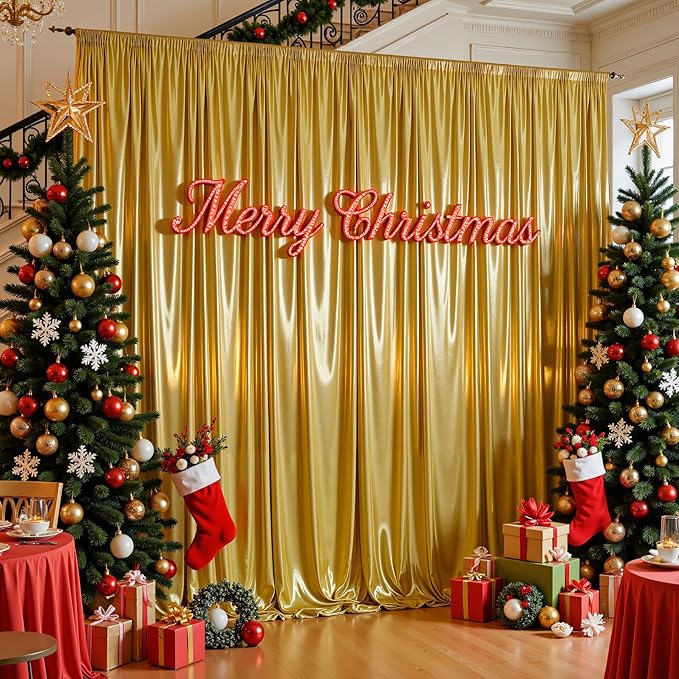 10x10 ft Dark Gold Glitter Backdrop Curtain - Image 6
