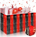 3 Pack 29 x108 Inch Black Red Foil Fringe Table Skirts Metallic Banner by Mebiornt