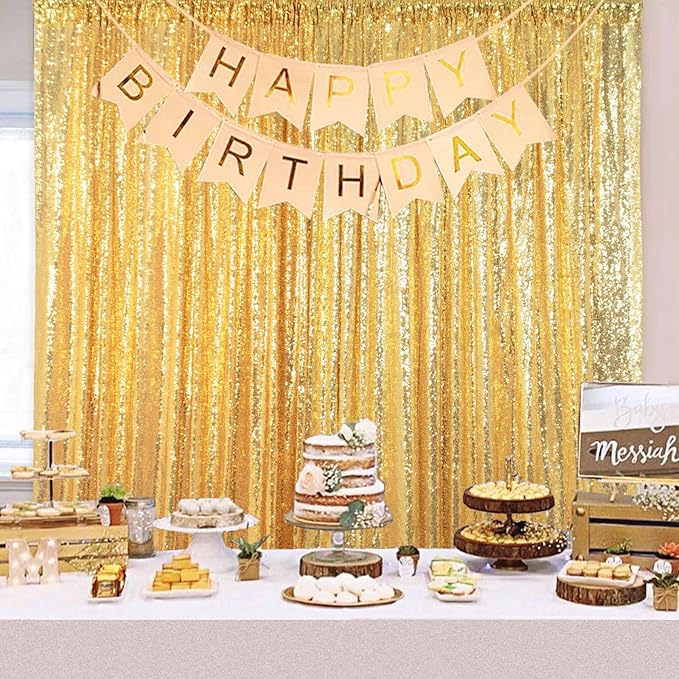 ShinyBeauty Gold Sequin Backdrop Curtain Sequin Curtains 4 Panels 4x10ft - Image 5