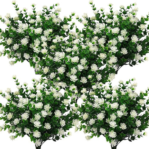 10 Bundles Artificial Fake Flowers, Faux Outdoor Plastic Plants UV Resistant by Grunyia