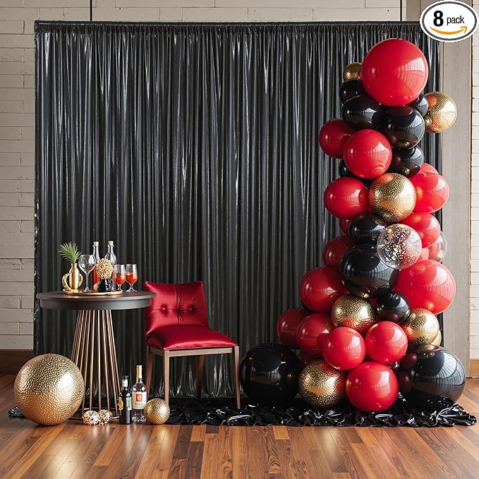 Outpain Thick 10 ft x 10 ft Black Sequin Backdrop Curtain by Outpain