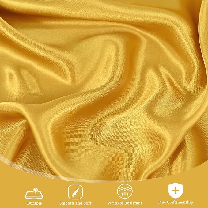 6 Pack 108 Inch Gold Satin Tablecloth - Image 4