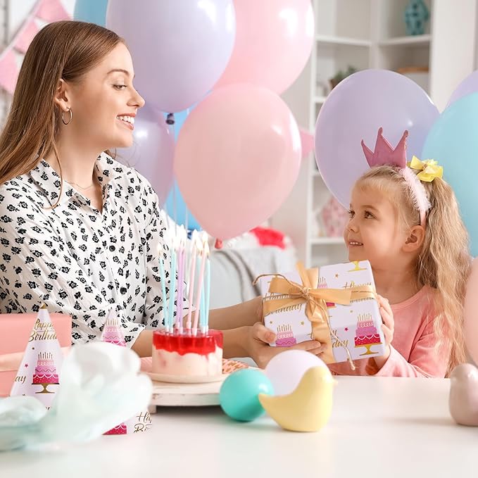 Aimyoo Pink Birthday Wrapping Paper Roll - Image 6