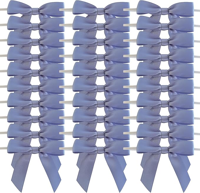 50pcs 2-1/2" Smog Blue Satin Ribbon Bows - Image 2