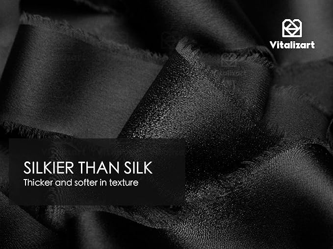 Vitalizart Silk Like Satin Ribbon 1 inch x 30 Yard Black Handmade Frayed Ribbons - Image 3