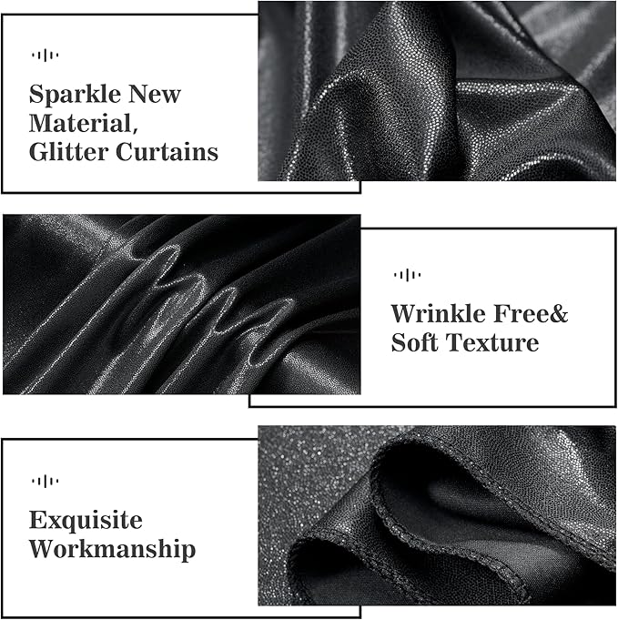 Outpain Thick 10 ft x 10 ft Black Sequin Backdrop Curtain - Image 5