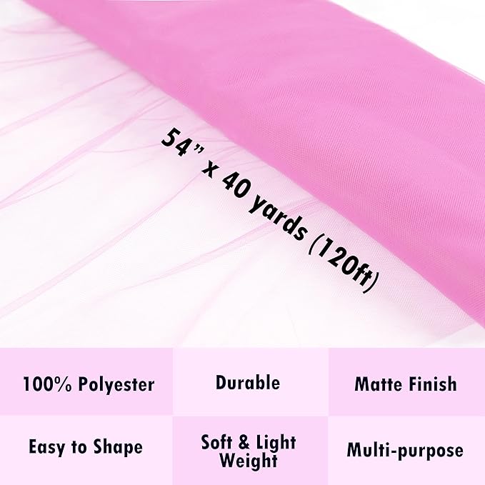 Craft And Party, Light Pink Fabric Tulle Roll 54 Inch by 40 Yards Fabric Tulle - Image 2