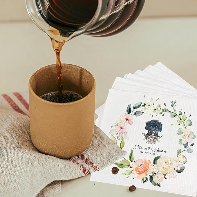 Luxury Personalized Dog Wedding Napkins, Personalized Cocktail Napkins - Image 4