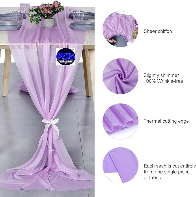 MDS 2 Pack 10ft Chiffon Table Runner 29 x 120 Inches Sheer Wedding Runner - Image 6