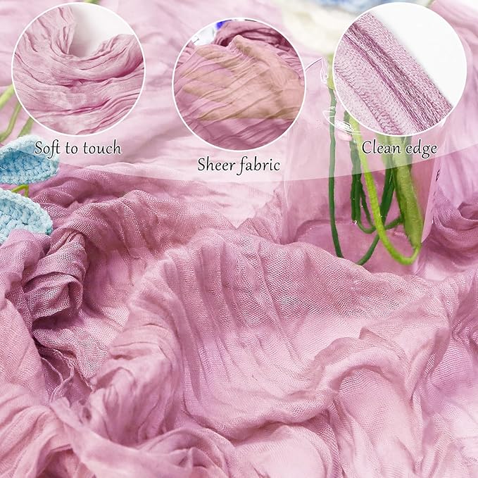 1-Pack Pink Cheesecloth Table Runners – 10FT Boho Rustic Gauze Fabric Cheese - Image 4