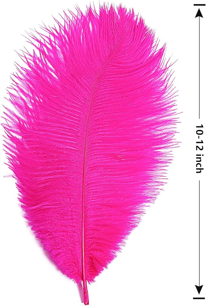 THARAHT Hot Pink Ostrich Feathers 24pcs Natural Bulk 10-12Inch 25cm-30cm - Image 2