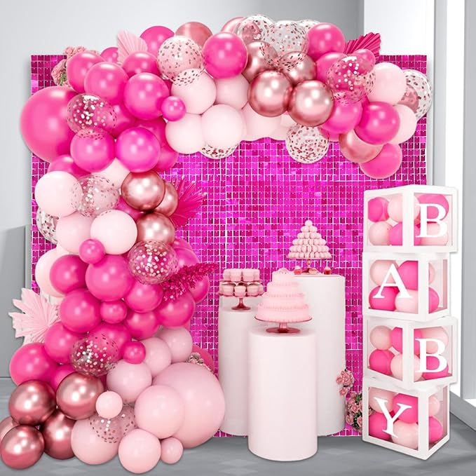 12PCS Fuchsia Shimmer Wall Backdrop, Square Sequin Photo Backdrops Panel - Image 5