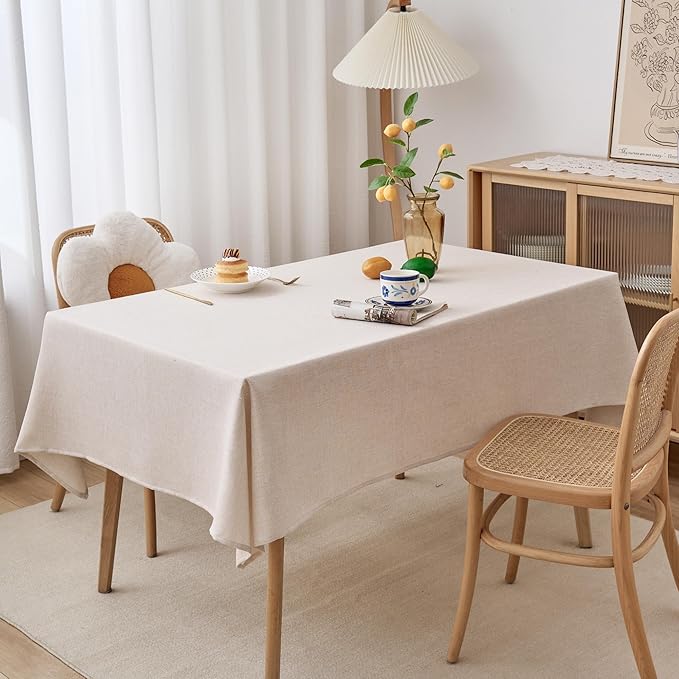 NLMUVW Linen Tablecloth Rectangle 8ft, Rustic Textured Table Cloth Water - Image 6