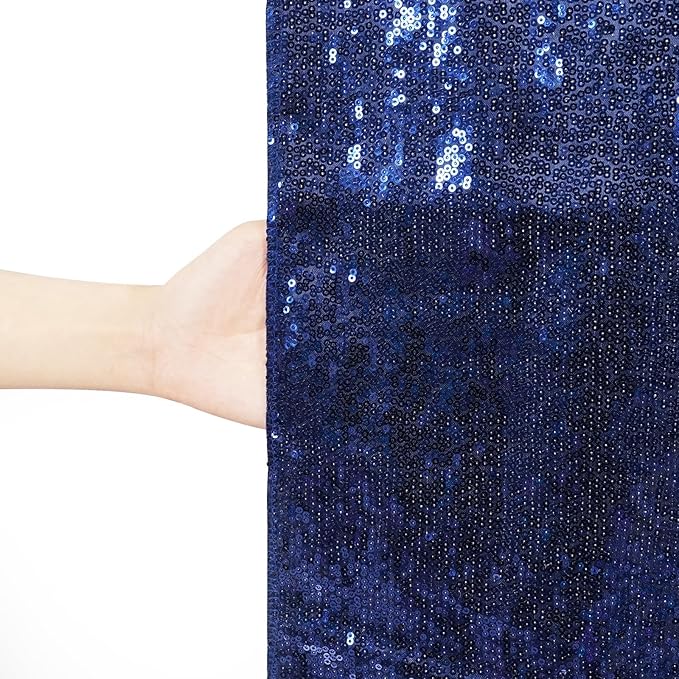 Poise3EHome 8Ft x 8Ft Navy Blue Sequin Backdrop Curtain, Glitter Thick Satin - Image 4