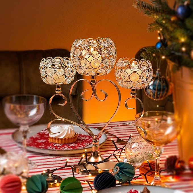 2 Pcs 3-Arm Heart Tea Light Candle Holder - Image 7