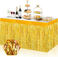 3 Pack 29x108 Inch Gold Foil Fringe Table Skirts Metallic Banner by Ferwzsr