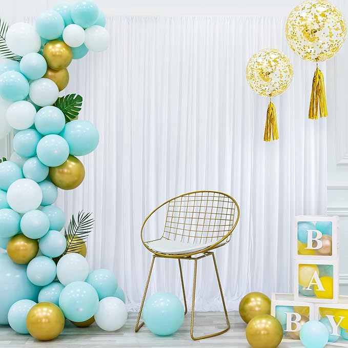20 ft x 8 ft White Backdrop Curtain Drapes - Image 6
