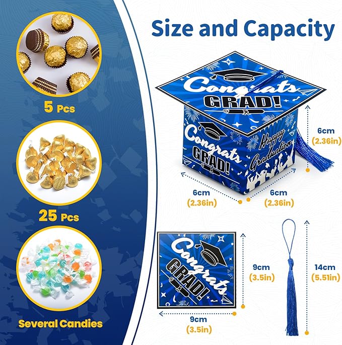 COTOPHER 36 Pack Mini Graduation Cap Gift Boxes, Class of 2025 Graduation Candy - Image 3