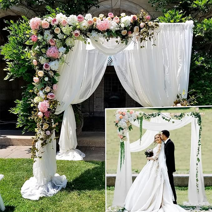 6 Panels White Wedding Arch Drapery 28" x 20Ft Weddings Arch Draping Fabric - Image 9