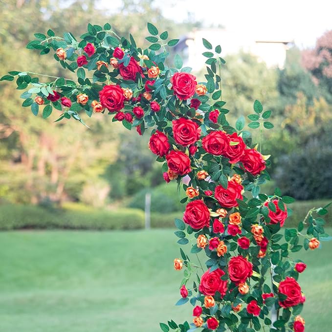 6FT Pink Flower Garland Artificial Rose Vines Hanging Floral Garland - Image 5